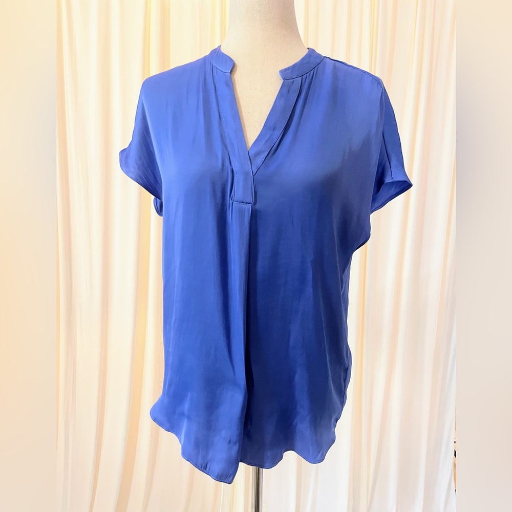Rachel Zoe Cornflower Blue Silk Effect Blouse Size Small